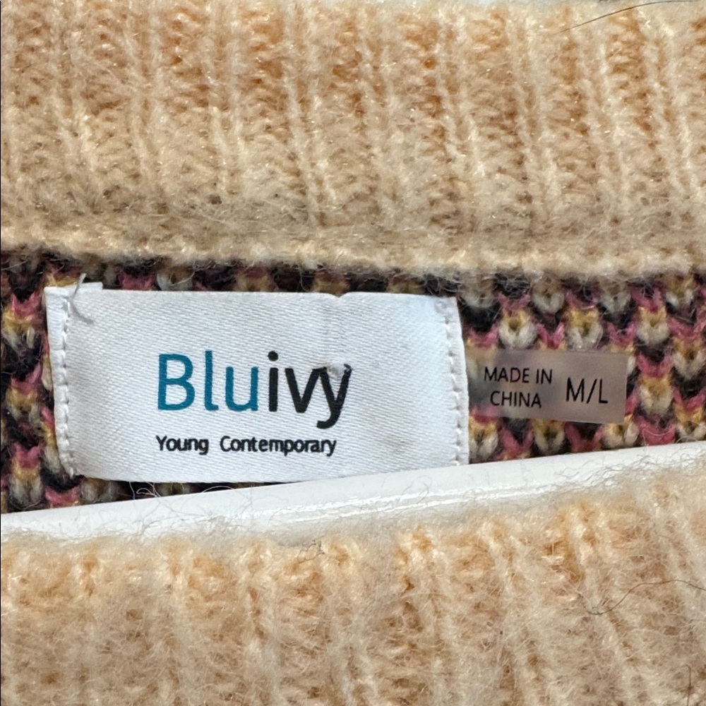Bluivy Multi Color Oversized Fuzzy Sweater - Picture 3 of 6